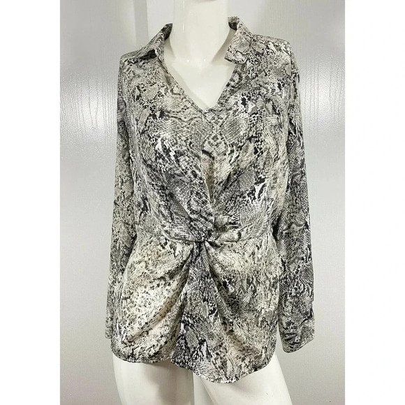 Apt. 9 snake print twisted t-shirt blouse shirt long sleeve - Picture 1 of 7